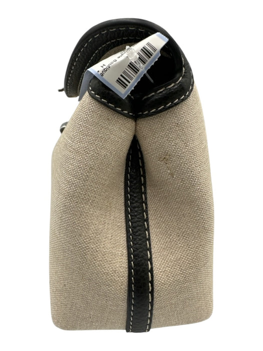 Toteme Beige Canvas Black Leather Trim Crossbody Strap Clutch Dust Bag Incl. Bag Beige / Mini