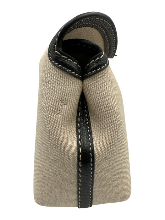 Toteme Beige Canvas Black Leather Trim Crossbody Strap Clutch Dust Bag Incl. Bag Beige / Mini