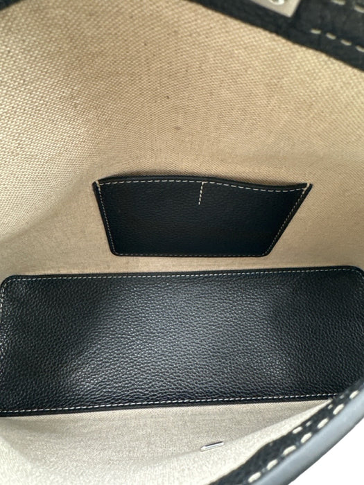 Toteme Beige Canvas Black Leather Trim Crossbody Strap Clutch Dust Bag Incl. Bag Beige / Mini