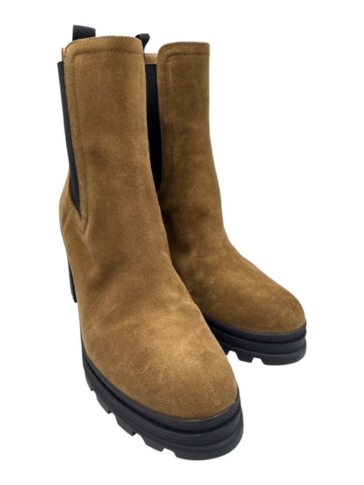 Veronica Beard Shoe Size 11 Tan & black Suede Elastane Calf High Chelsea Booties Tan & black / 11