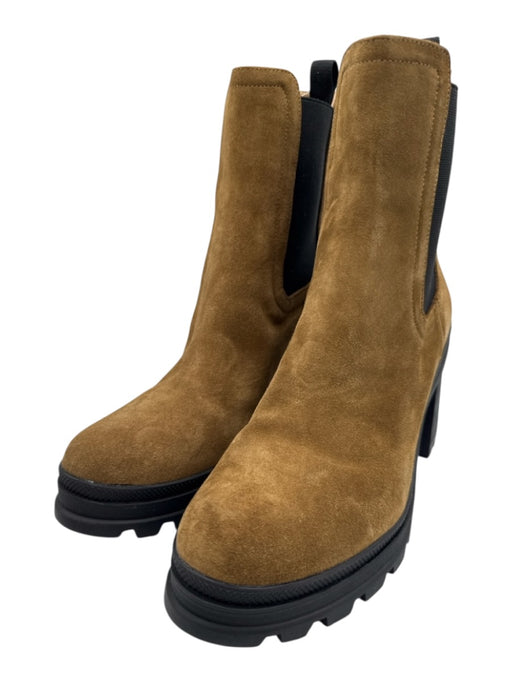 Veronica Beard Shoe Size 11 Tan & black Suede Elastane Calf High Chelsea Booties Tan & black / 11