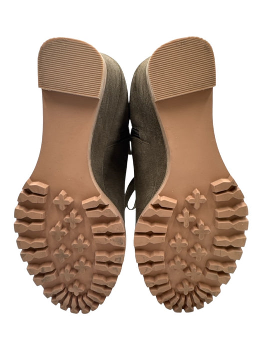 Paolo Shoe Size 11 Olive Taupe Suede Lace Up Peep Toe Wedge Ankle Booties Olive Taupe / 11