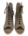 Paolo Shoe Size 11 Olive Taupe Suede Lace Up Peep Toe Wedge Ankle Booties Olive Taupe / 11