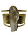 Zoe & Chloe and Co Clear & Gold Gold Plated Quartz Cuff Stone Wide Bracelet Clear & Gold