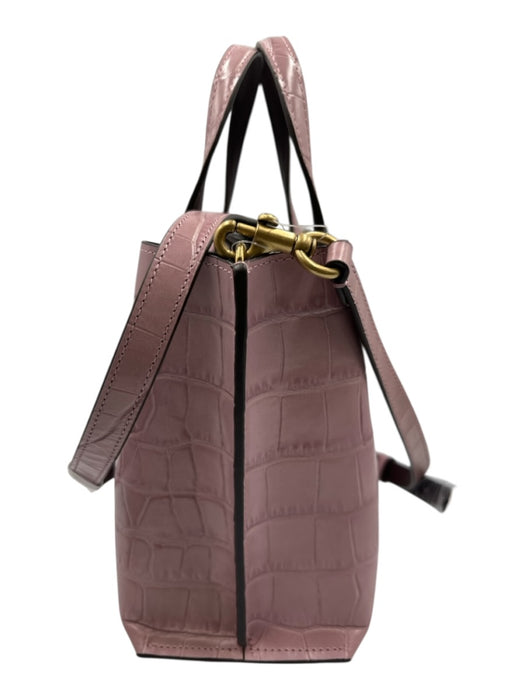 Coach Light Purple Leather Coated Croc Embossed Gold Hardware Crossbody Bag Light Purple / XS