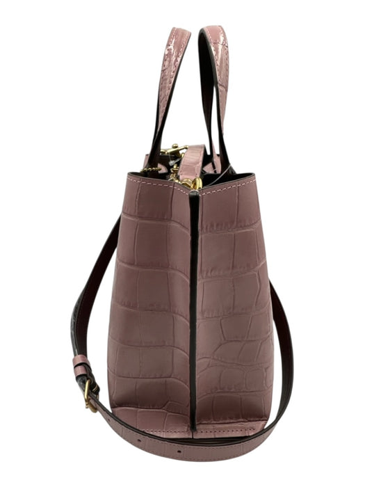 Coach Light Purple Leather Coated Croc Embossed Gold Hardware Crossbody Bag Light Purple / XS