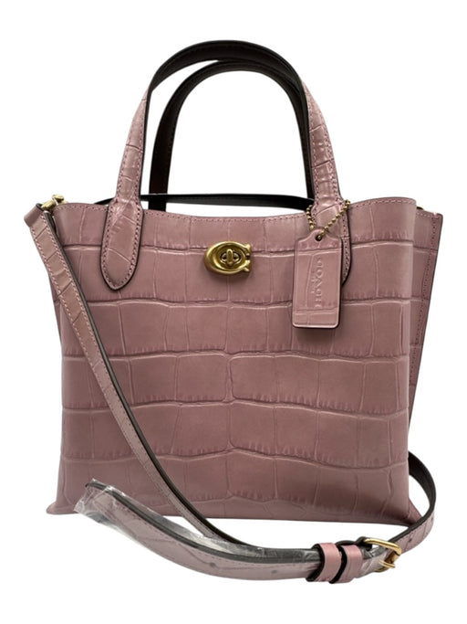 Coach Light Purple Leather Coated Croc Embossed Gold Hardware Crossbody Bag Light Purple / XS