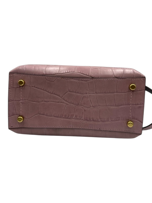 Coach Light Purple Leather Coated Croc Embossed Gold Hardware Crossbody Bag Light Purple / XS