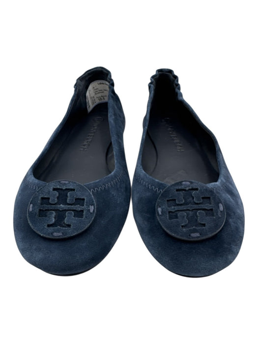 Tory Burch Shoe Size 10.5 Navy Suede Logo Ballet Flats Navy / 10.5