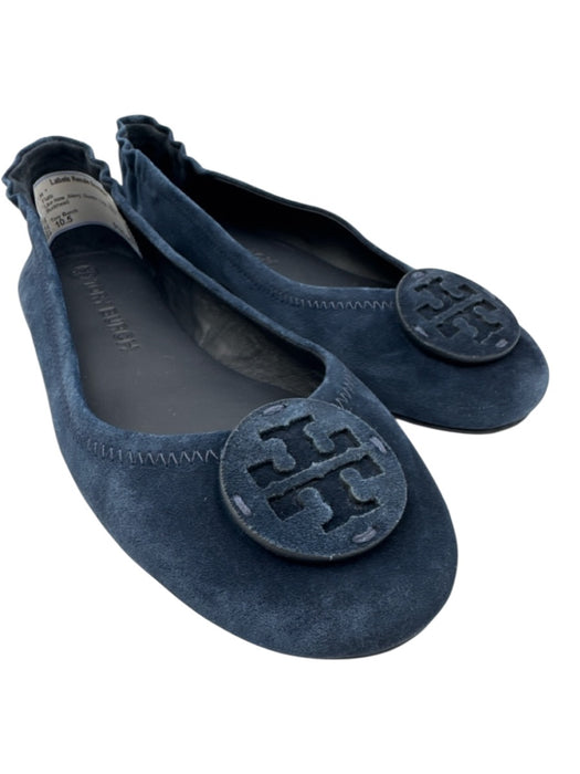 Tory Burch Shoe Size 10.5 Navy Suede Logo Ballet Flats Navy / 10.5