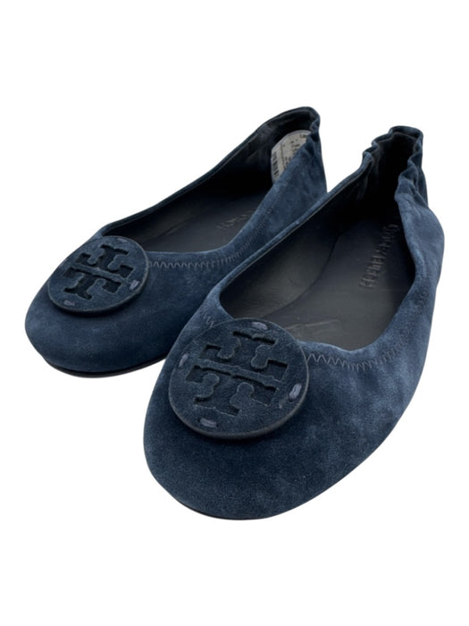 Tory Burch Shoe Size 10.5 Navy Suede Logo Ballet Flats Navy / 10.5