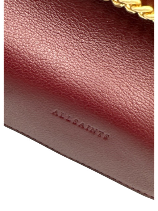 All Saints Bordeaux Leather Gold hardware Saddle Crossbody Dust Bag Incl. Bag Bordeaux / Medium