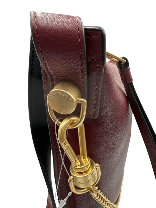 All Saints Bordeaux Leather Gold hardware Saddle Crossbody Dust Bag Incl. Bag Bordeaux / Medium