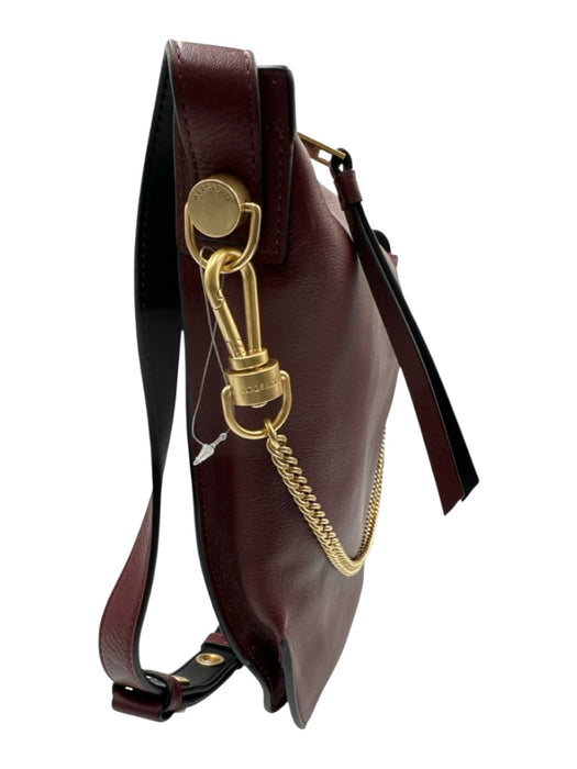 All Saints Bordeaux Leather Gold hardware Saddle Crossbody Dust Bag Incl. Bag Bordeaux / Medium