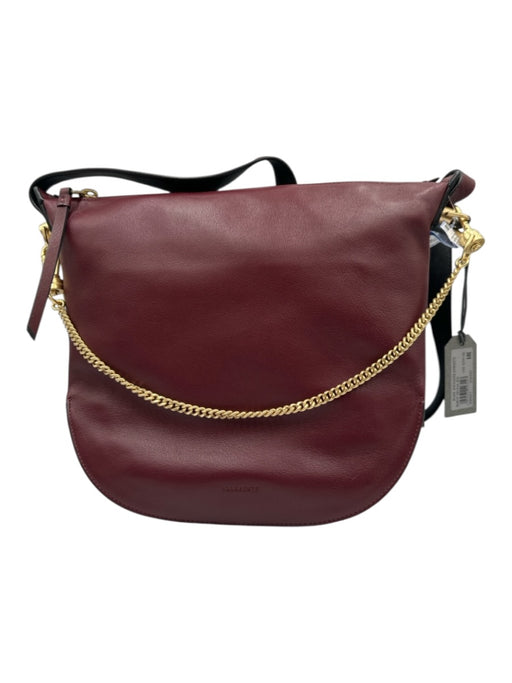 All Saints Bordeaux Leather Gold hardware Saddle Crossbody Dust Bag Incl. Bag Bordeaux / Medium