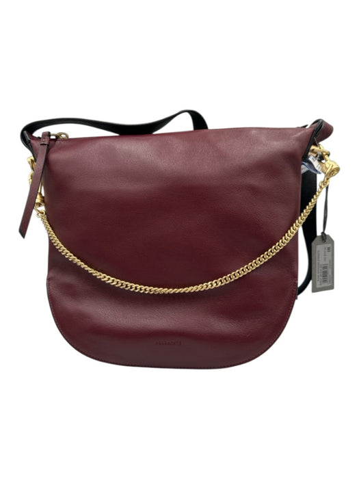 All Saints Bordeaux Leather Gold hardware Saddle Crossbody Dust Bag Incl. Bag Bordeaux / Medium