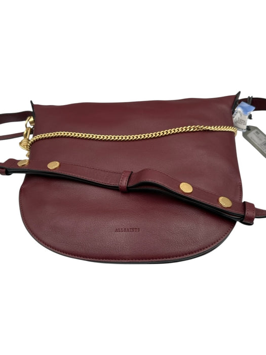 All Saints Bordeaux Leather Gold hardware Saddle Crossbody Dust Bag Incl. Bag Bordeaux / Medium