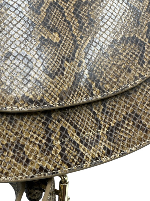 Loeffler Randall Brown & Beige Print Leather Snake Print Crossbody Flap Bag Brown & Beige Print / Small