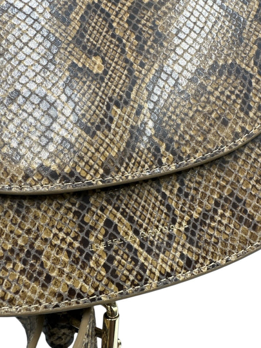 Loeffler Randall Brown & Beige Print Leather Snake Print Crossbody Flap Bag Brown & Beige Print / Small
