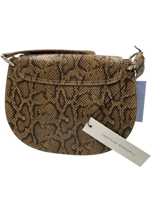 Loeffler Randall Brown & Beige Print Leather Snake Print Crossbody Flap Bag Brown & Beige Print / Small