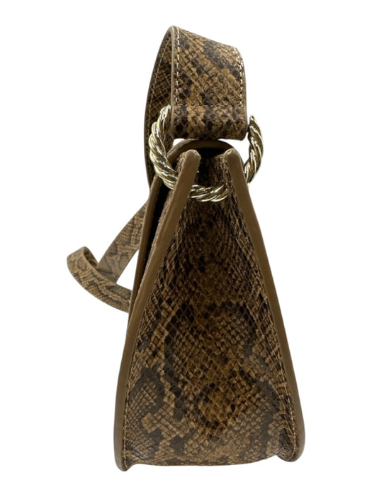 Loeffler Randall Brown & Beige Print Leather Snake Print Crossbody Flap Bag Brown & Beige Print / Small