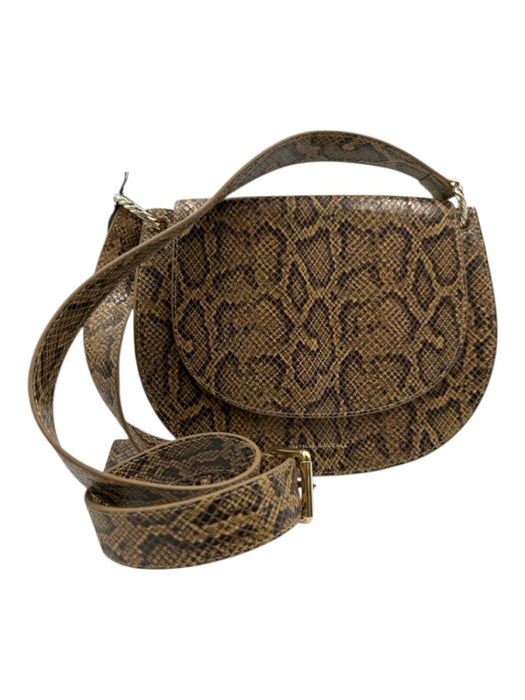 Loeffler Randall Brown & Beige Print Leather Snake Print Crossbody Flap Bag Brown & Beige Print / Small