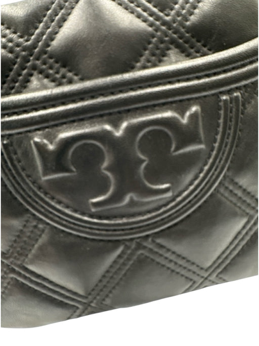 Tory Burch Black Leather Quilted Logo GHW Crossbody Bag Black / XS