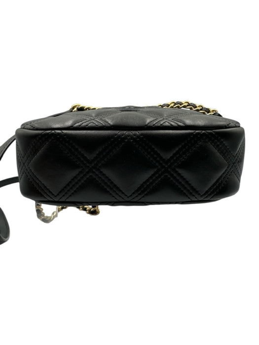 Tory Burch Black Leather Quilted Logo GHW Crossbody Bag Black / XS