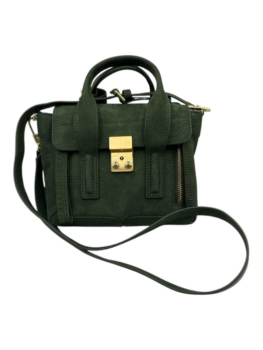 3.1 Phillip Lim Dark Green Suede Gold hardware Zippers Crossbody Bag Dark Green / XS