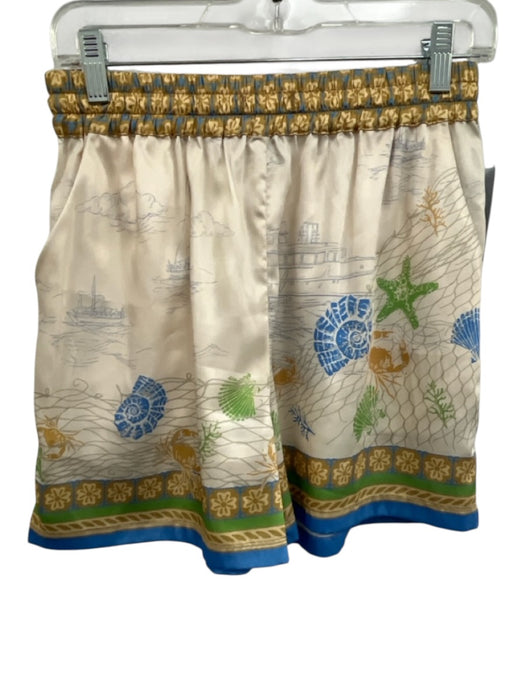 Current Air Size Small Blue, Green, White Polyester Elastic Waist Shorts Blue, Green, White / Small
