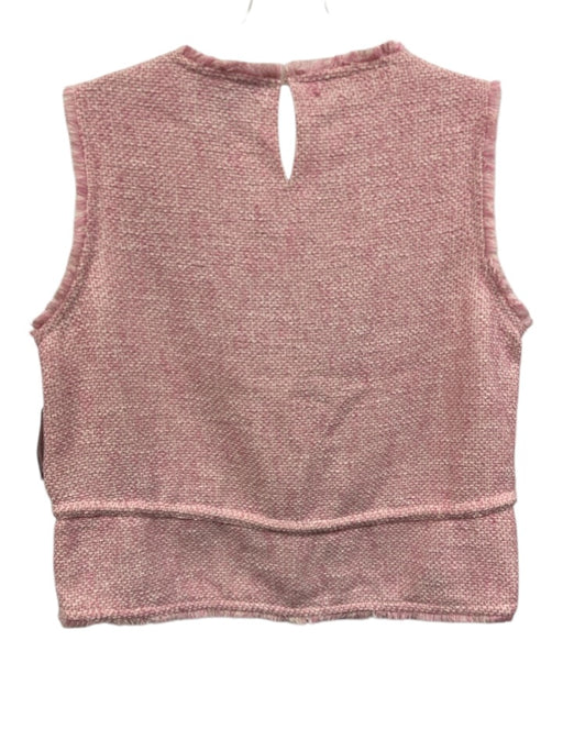 Maje Size 3 Pink Polyester Blend Sleeveless Tweed Drawstring Waist Fringe Top Pink / 3