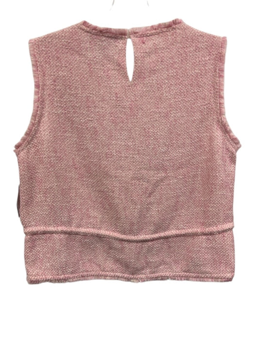 Maje Size 3 Pink Polyester Blend Sleeveless Tweed Drawstring Waist Fringe Top Pink / 3