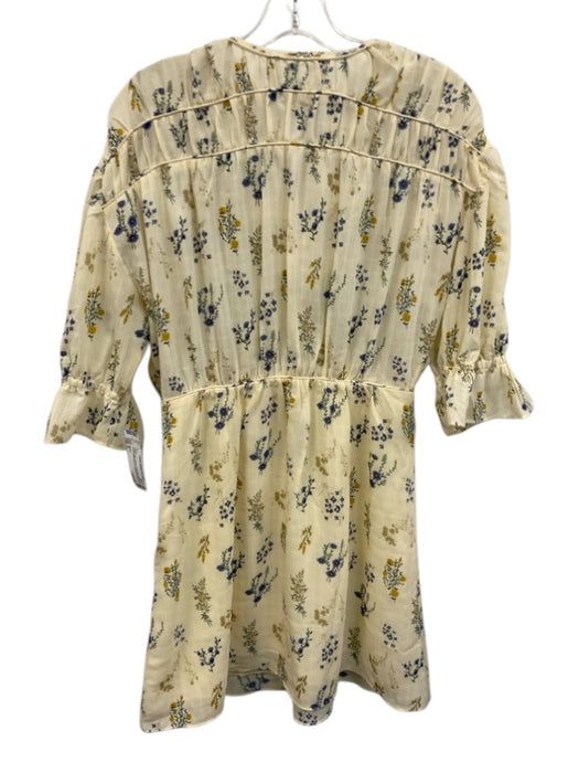 Ba&sh Size 0 Yellow, Blue, Green Polyester Blend Short Ruffle Sleeve Dress Yellow, Blue, Green / 0