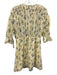 Ba&sh Size 0 Yellow, Blue, Green Polyester Blend Short Ruffle Sleeve Dress Yellow, Blue, Green / 0