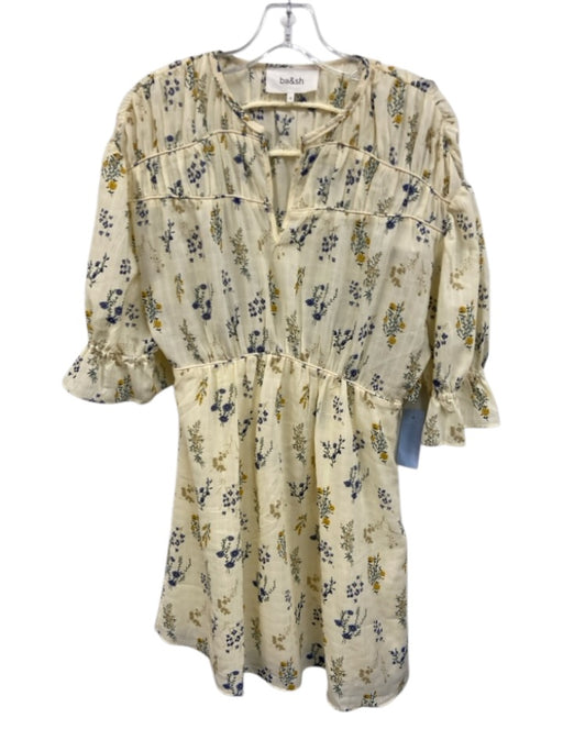 Ba&sh Size 0 Yellow, Blue, Green Polyester Blend Short Ruffle Sleeve Dress Yellow, Blue, Green / 0