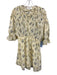 Ba&sh Size 0 Yellow, Blue, Green Polyester Blend Short Ruffle Sleeve Dress Yellow, Blue, Green / 0