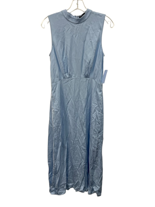 Theory Size 4 Light Blue Viscose Sleeveless Gathered Mock Neck Midi Dress Light Blue / 4