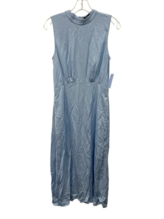 Theory Size 4 Light Blue Viscose Sleeveless Gathered Mock Neck Midi Dress Light Blue / 4