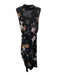 ALLSAINTS Size 4 Black & Multi Viscose Sleeveless Floral Mock Neck Midi Dress Black & Multi / 4