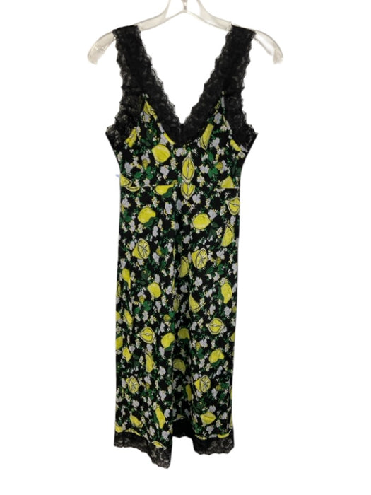 Diane Von Furstenberg Size XS Black, Yellow, Blue Sleeveless Lemons Midi Dress Black, Yellow, Blue / XS