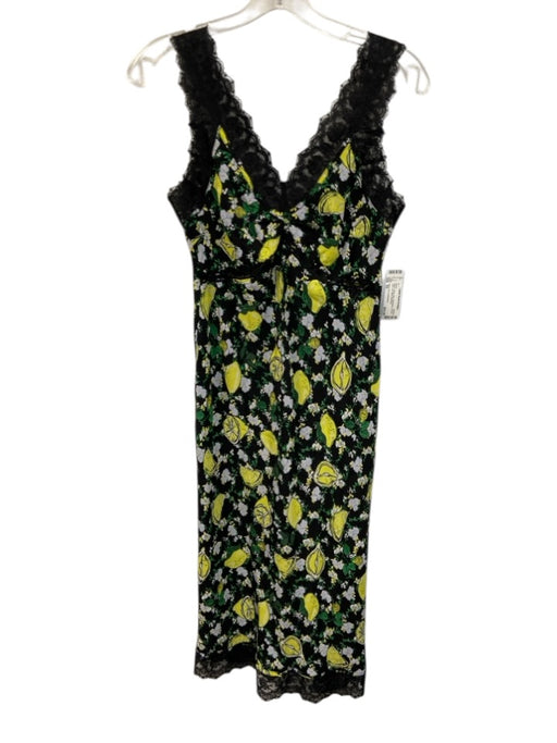 Diane Von Furstenberg Size XS Black, Yellow, Blue Sleeveless Lemons Midi Dress Black, Yellow, Blue / XS