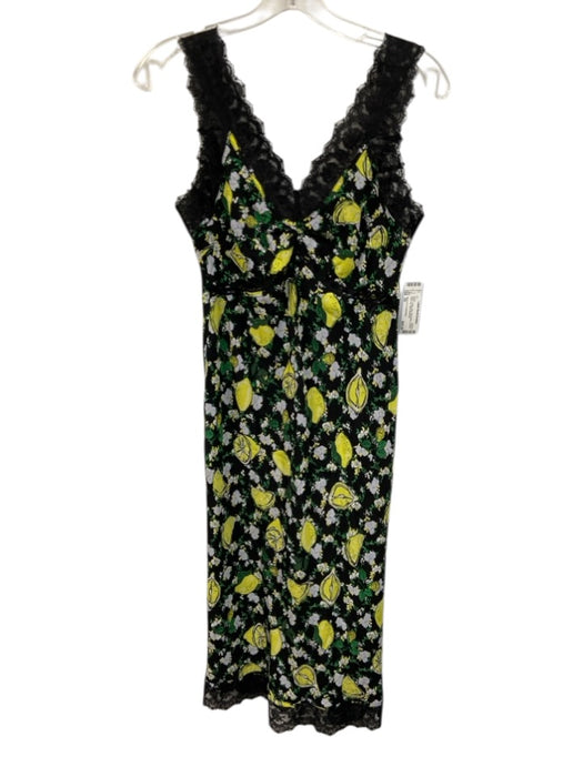 Diane Von Furstenberg Size XS Black, Yellow, Blue Sleeveless Lemons Midi Dress Black, Yellow, Blue / XS