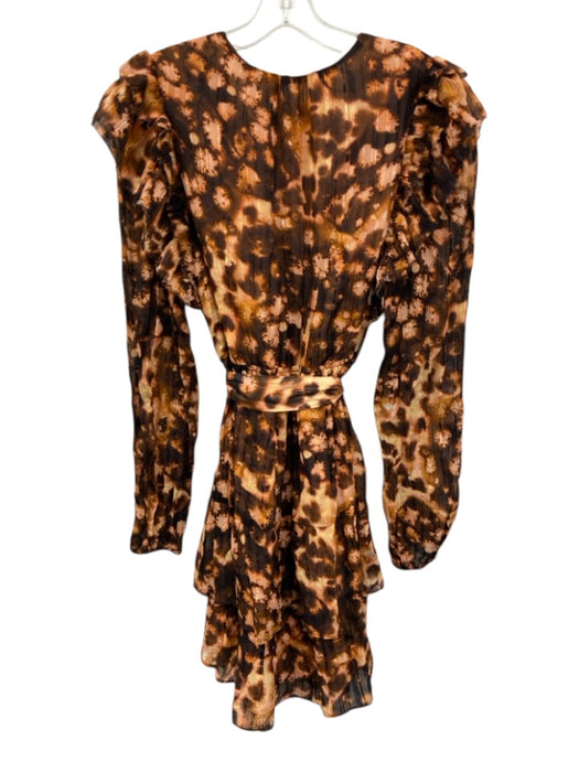 Marie Oliver Size Small Brown, Pink, White Viscose Blend Long Sleeve Dress Brown, Pink, White / Small