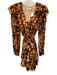 Marie Oliver Size Small Brown, Pink, White Viscose Blend Long Sleeve Dress Brown, Pink, White / Small