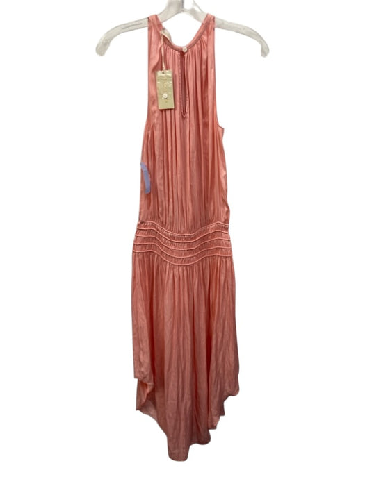 Ramy Brook Size Small Pink Polyester Sleeveless Gathered Elastic Waist Dress Pink / Small
