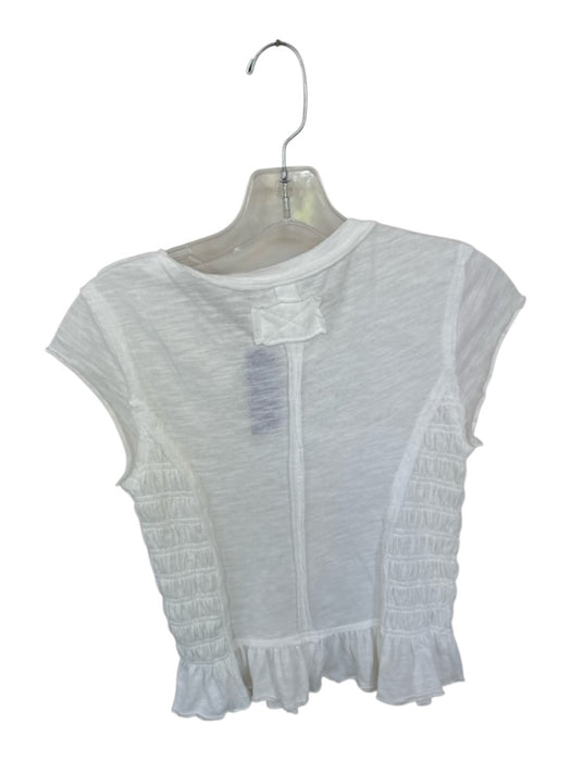 We The Free Size XS White Cotton Cap Sleeve smocked Top White / XS