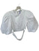 Lusana Size 2 White Cotton 3/4 Balloon Sleeve Cropped Top White / 2