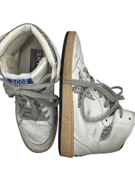 Golden Goose Shoe Size 36 White & Silver Leather Glitter High Top Sneakers White & Silver / 36