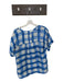 Maeve Size S Blue & Cream Silk Short Sleeve Checkered Top Blue & Cream / S
