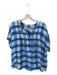 Maeve Size S Blue & Cream Silk Short Sleeve Checkered Top Blue & Cream / S